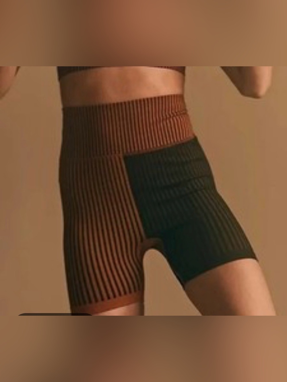 Free People Ribbed Bike Shorts in Black and Brown